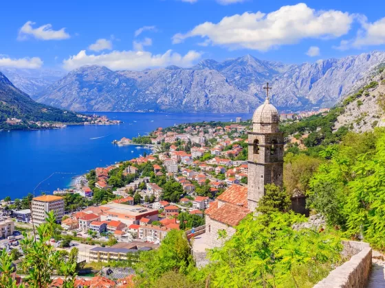 Kotor bay and Old Town from Lovcen Mountain. Montenegro