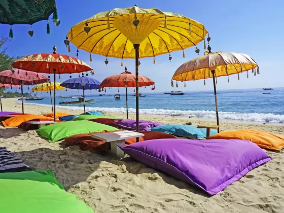 A typical beachside scene in Bali.